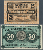 Deutschland - Notgeld - Sachsen-Anhalt: Aschersleben, Stadt, 25, 50 Pf., 14.4.1917, Beide Scheine Mi - [11] Local Banknote Issues