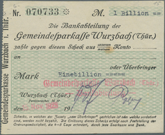 Deutschland - Notgeld - Thüringen: Wurzbach, Gemeindesparkasse, 2 Mal 10T., Müller5096,  100T., 2 Ma - [11] Local Banknote Issues