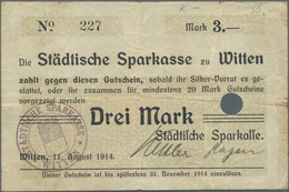 Deutschland - Notgeld - Westfalen: Witten, Städt. Sparkasse, 0,50, 1, 1,50, 2, 3 Mark, 11.8.1914, Da - Andere & Zonder Classificatie