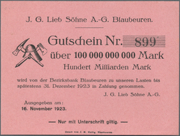 Deutschland - Notgeld - Württemberg: Blaubeuren, J. G. Lieb, 10 Mrd. Mark, 7.11.1923, 20 Mrd. Mark, - Lokale Ausgaben