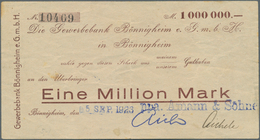 Deutschland - Notgeld - Württemberg: Bönnigheim, Gewerbebank, 1 Mio. Mark, 5.9.1923 (Datum Gestempel - Lokale Ausgaben