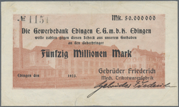 Deutschland - Notgeld - Württemberg: Ebingen, Gebrüder Friederich, 50 Mio. Mark, O. D., Erh. III - [11] Local Banknote Issues