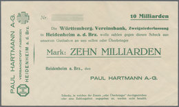 Deutschland - Notgeld - Württemberg: Heidenheim, Paul Hartmann AG, 5, 10 Mrd. Mark, O. D. (blanko), - Lokale Ausgaben
