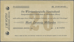 Deutschland - Notgeld - Württemberg: Heidenheim, J. M. Voith, 10, 20 Mrd. Mark, O. D., Blanko Ohne K - [11] Emissions Locales