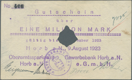 Deutschland - Notgeld - Württemberg: Horb, Oberamtssparkasse Und Gewerbebank, 1 Mio. Mark, 9.8.1923, - Lokale Ausgaben