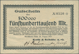 Deutschland - Notgeld - Württemberg: Kirchheim, Kolb & Schüle AG, 500 Tsd., 3 Mio. Mark, 28.8.1923, - [11] Lokale Uitgaven