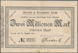 Deutschland - Notgeld - Württemberg: Lorch, Dieterle & Marquardt, 2 Mio. Mark, 24.8.1923, Erh. III; - [11] Emissions Locales