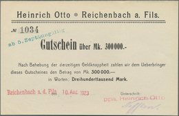 Deutschland - Notgeld - Württemberg: Reichenbach/Fils, Heinrich Otto, 50, 100, 200, 300, 500 Tsd. Ma - [11] Emisiones Locales