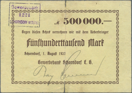 Deutschland - Notgeld - Württemberg: Schorndorf, Gewerbebank, 500 Tsd. Mark, 1.8.1923, 5 Mrd. Mark, - [11] Emisiones Locales