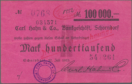 Deutschland - Notgeld - Württemberg: Schorndorf, Bankhaus Carl Hahn & Co., 100 Tsd. Mark, 27.7.1923, - [11] Lokale Uitgaven