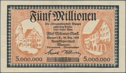 Deutschland - Notgeld - Württemberg: Wangen, Amtskörperschaft, 3 X 5, 3 X 50 Mio. Mark (KN-Varianten - [11] Local Banknote Issues