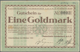 Deutschland - Notgeld - Württemberg: Unterkochen, Papierwerke GmbH, 1 Goldmark, Ende Oktober 1923, E - [11] Emisiones Locales