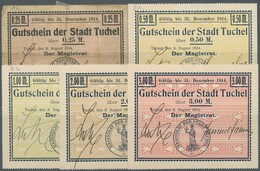 Deutschland - Notgeld - Ehemalige Ostgebiete: Tuchel, Westpreußen, Stadt, 0.25, 0.50, 1, 2, 3 Mark, - Autres & Non Classés