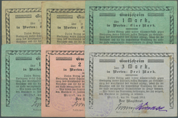 Deutschland - Notgeld - Ehemalige Ostgebiete: Wissek, Posen, Magistrat, 1/2 (2), 1 (2), 2, 3 Mark, 3 - Sonstige & Ohne Zuordnung