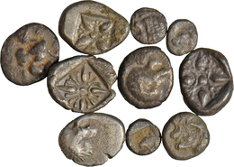 Kyrenaika: Lot 10 Griechische AR Münzen, Unbestimmt, Wohl 5 X 1/12 Stater (Diobol), Je Ca. 1,1 G, 9 - Grecques