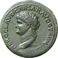 Nero (54 - 68): Nero 54-68: Sesterz O. J., Lugdunum, 27,57 G, Grünbraune Patina, Vorzüglich. - The Julio-Claudians (27 BC Tot 69 AD)