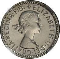 Australien: Elizabeth II. 1952-,: 6 Pence 1955, KM# 58, Im NGC Holder PF66. - Sonstige & Ohne Zuordnung