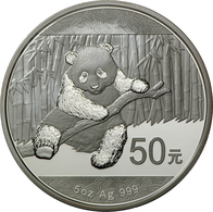 China - Volksrepublik: 50 Yuan 2014, Silber Panda, 5 OZ 999/1000 Silber. Inklusive Zertifikat, Etui - China