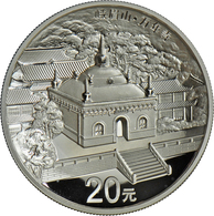 China - Volksrepublik: Set 2 Münzen 2014 Heilige Berge Des Buddhismus: 20 Yuan 2 OZ Silber + 100 Yua - Cina
