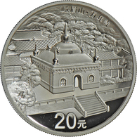 China - Volksrepublik: Set 2 Münzen 2014 Heilige Berge Des Buddhismus: 20 Yuan 2 OZ Silber + 100 Yua - Cina