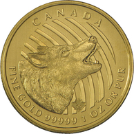 Kanada - Anlagegold: Elizabeth II 1952-,: 200 Dollars 2014 Heulender Wolf Aus Der Serie Ruf Der Wild - Canada