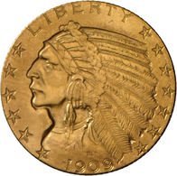 Vereinigte Staaten Von Amerika - Anlagegold: 5 Dollars 1909 D (Half Eagle - Indian Head), KM# 129, F - Altri & Non Classificati