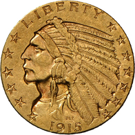 Vereinigte Staaten Von Amerika - Anlagegold: 5 Dollars 1915 (Half Eagle - Indian Head), KM# 129, Fri - Andere & Zonder Classificatie