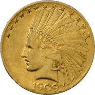 Vereinigte Staaten Von Amerika - Anlagegold: 10 Dollars 1909 (Eagle - Indian Head), KM# 130, Friedbe - Otros & Sin Clasificación