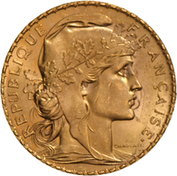 Frankreich - Anlagegold: Dritte Republik 1871-1940: 20 Francs 1908 (Hahn / Marianne). 6,46 G, 900/10 - Autres & Non Classés