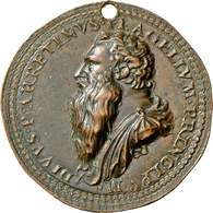 Italien: Arezzo: Bronzemedaille 1537, Auf Pietro Aretino *1492, ?1557, (italienischer Schriftsteller - 1900-1946 : Víctor Emmanuel III & Umberto II