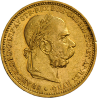 Österreich - Anlagegold: Franz Joseph I. 1848-1916: Lot 5 Goldmünzen: 4 X 10 Kronen (a 3,37 G 900/10 - Oesterreich