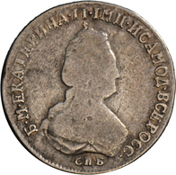 Russland: Katharina II. 1762-1796: 1/4 Rubel (Polupoltinnik) 1796 St. Petersburg (SPB-IS) Todesjahr, - Russie