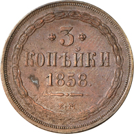 Russland: Alexander II. 1855-1881: 3 Kopeken 1858 EM, KM C# 151.1, Bitkin 320, Unruhige Oberfläche, - Russia