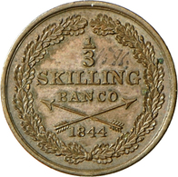 Schweden: Oscar I. 1844-1859: 1/3 Skilling Banco 1844, KM# 657, Erster Jahrgang !, Bankfrisch. - Schweden