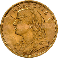 Schweiz - Anlagegold: 20 Franken 1913 B (Vreneli), KM# 35.1, 6.45 G, 900/1000 Gold, Auflage Nur 700. - Other & Unclassified