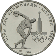 Sowjetunion: Olympiade Moskau 1980: Set Von 5 X 150 Rubel Aus Platin Der Jahrgänge 1977 (Y#152 - 2x) - Rusland