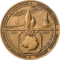 Sowjetunion: Bronzemedaille 1991 - 30 Years Anniversary Of The Antarctic Treaty 1961-1991, 64,8 Mm, - Rusland