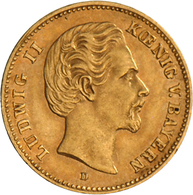 Bayern: Ludwig II. 1864-1886: 5 Mark 1877 D, Jaeger 195, 1,98 G, 900/1000 Gold, Sehr Schön -vorzügli - Taler En Doppeltaler