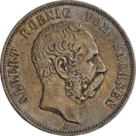 Sachsen: Albert 1873-1902: 5 Mark 1901 E, Jaeger 125, Patina, Sehr Schön. - Taler Et Doppeltaler