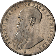 Sachsen-Meiningen: Georg II. 1866-1914: 2 Mark 1902 D, Bart Berührt Perlkreis Nicht, Jaeger 151b, Se - Taler & Doppeltaler