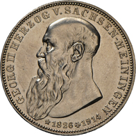 Sachsen-Meiningen: Georg II. 1866-1914: 3 Mark 1915, Auf Den Tod, Jaeger 155, Vorzüglich. - Taler & Doppeltaler