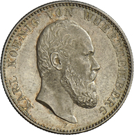 Württemberg: Karl 1864-1891: 2 Mark 1876 F, Jaeger 172, Selten In Dieser Erhaltung, Prachtexemplar, - Taler Et Doppeltaler