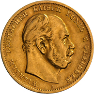 Preußen: Wilhelm I., 1861-1888: 10 Mark 1872 A, Jaeger 242, 3,93 G, 900/1000 Gold, Sehr Schön. - Pièces De Monnaie D'or