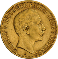 Preußen: Wilhelm II. 1888-1918: 20 Mark 1889 A, Jaeger 250, Sehr Schön. - Monedas En Oro