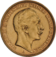 Preußen: Wilhelm II. 1888-1918: 20 Mark 1909 A, Jaeger 252, Entfernte Fassung, 7,93 G 900/1000 Gold, - Pièces De Monnaie D'or