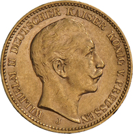 Preußen: Wilhelm II. 1888-1918: 20 Mark 1909 J, Jaeger 252, Sehr Niedrige Auflage, Sehr Schön - Vorz - Goldmünzen