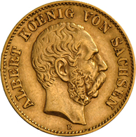 Sachsen: Albert 1873-1902: 20 Mark 1876 E. 7,90 G, 900/1000 Gold, Jaeger 262, Kl. Kratzer, Sehr Schö - Gold Coins