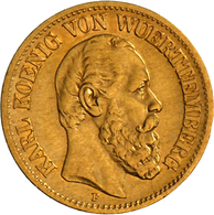 Württemberg: Karl, 1864-1891: 10 Mark 1876 F, Jaeger 292, 3,93 G 900/1000 Gold. Sehr Schön. - Gold Coins