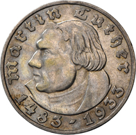 Drittes Reich: Lot 2 Münzen: 2 Reichsmark 1933 A, Luther, Jaeger 352, Sehr Schön + 5 Reichsmark 1933 - Andere & Zonder Classificatie