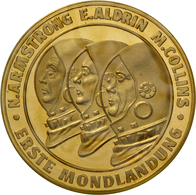 Medaillen Deutschland: Raumfahrt -1. Mondlandung 1969: Lot 4 Stück; Goldmedaille 1969, Gold 986/1000 - Autres & Non Classés